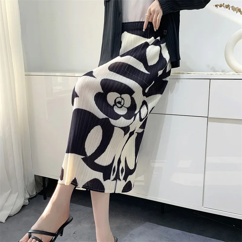 

Pleats Pleated Bustier Women Digital Print Half Skirt Comfortable Casual 2024 Summer New Mid-length Jupe Women Plus Clothing