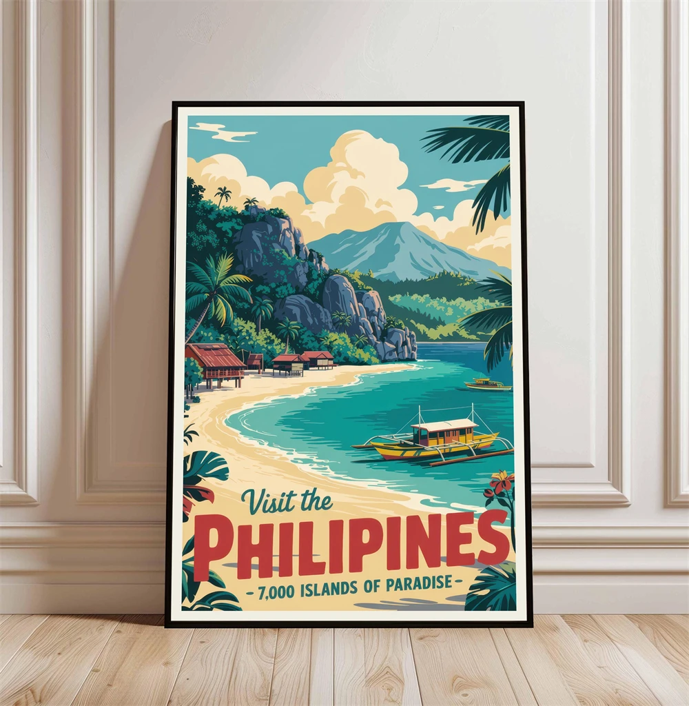 Póster de viaje de Filipinas, arte de pared de viaje de Asia, impresiones de Filipinas, impresiones de Asia, pintura en lienzo del Sudeste Asiático
