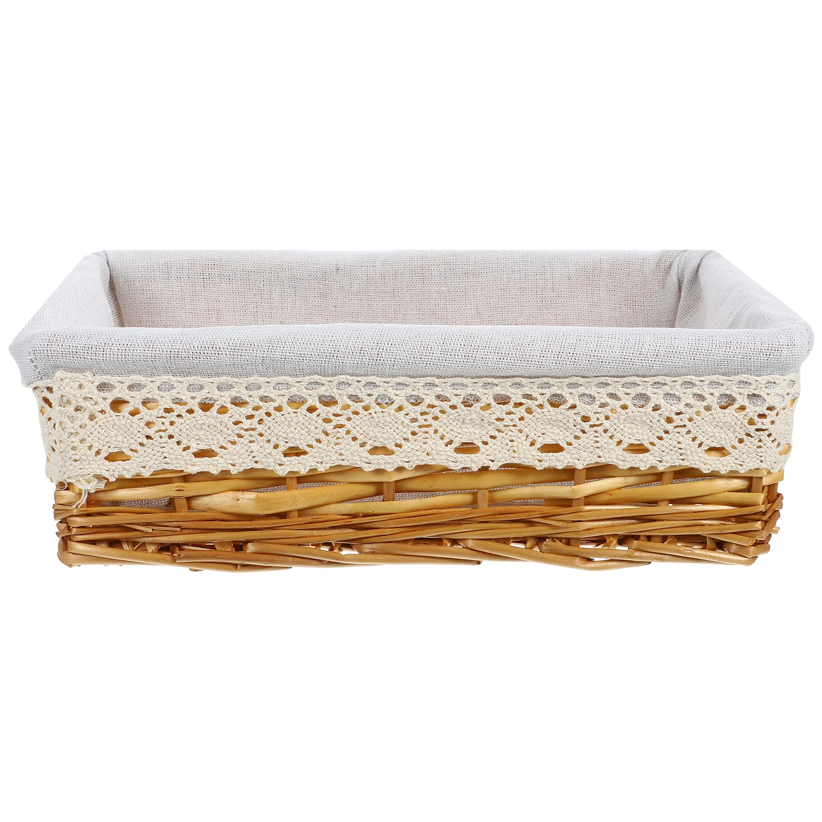 

Wicker Storage Basket Handwoven Rattan Organizer Bins Containers Laundry Closet Bedroom Bathroom Office White Liner Removable