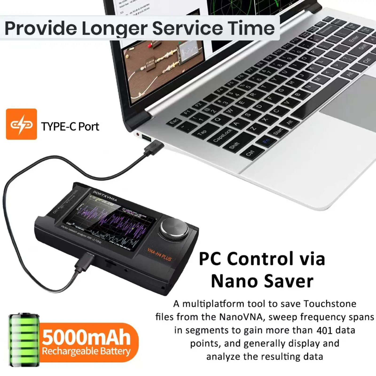 NanoVNA-H4 Plus 50kHz-2.7GHz Vector Network Analyzer