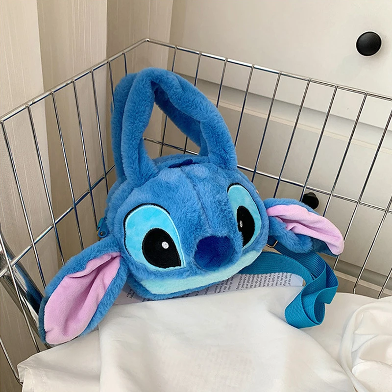 Disney Stitch Plush Shoulder Bag Anime Cartoon Cute Stuffed Plush Toy Crossbody Bag Storage Bags Handbag Girl Birthday Gift