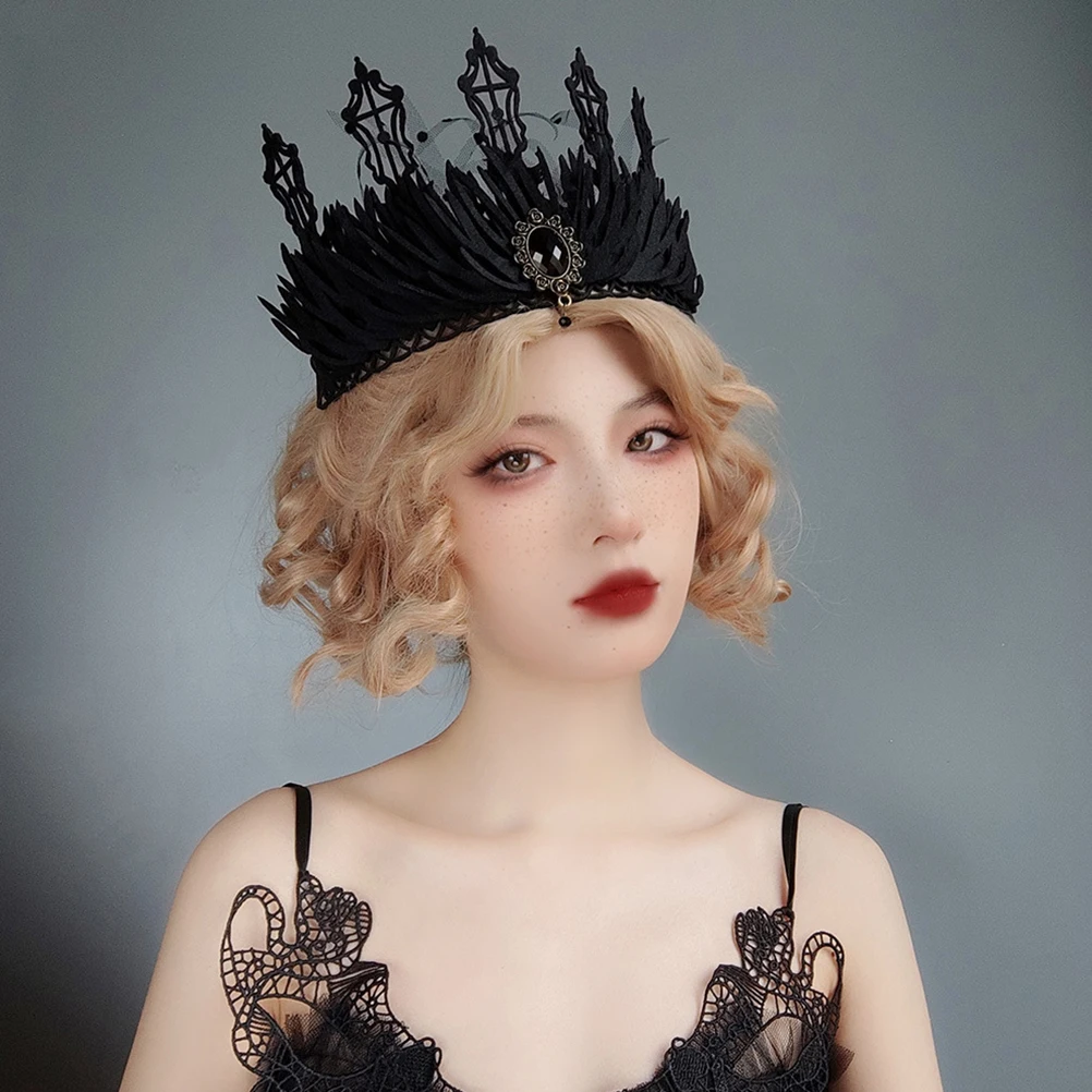 

Retro Crown Headb Gothic Style Women Hair Accessories Vintage Baroque Halloween Masquerade Princess Witch Tiara Cosplay Costume