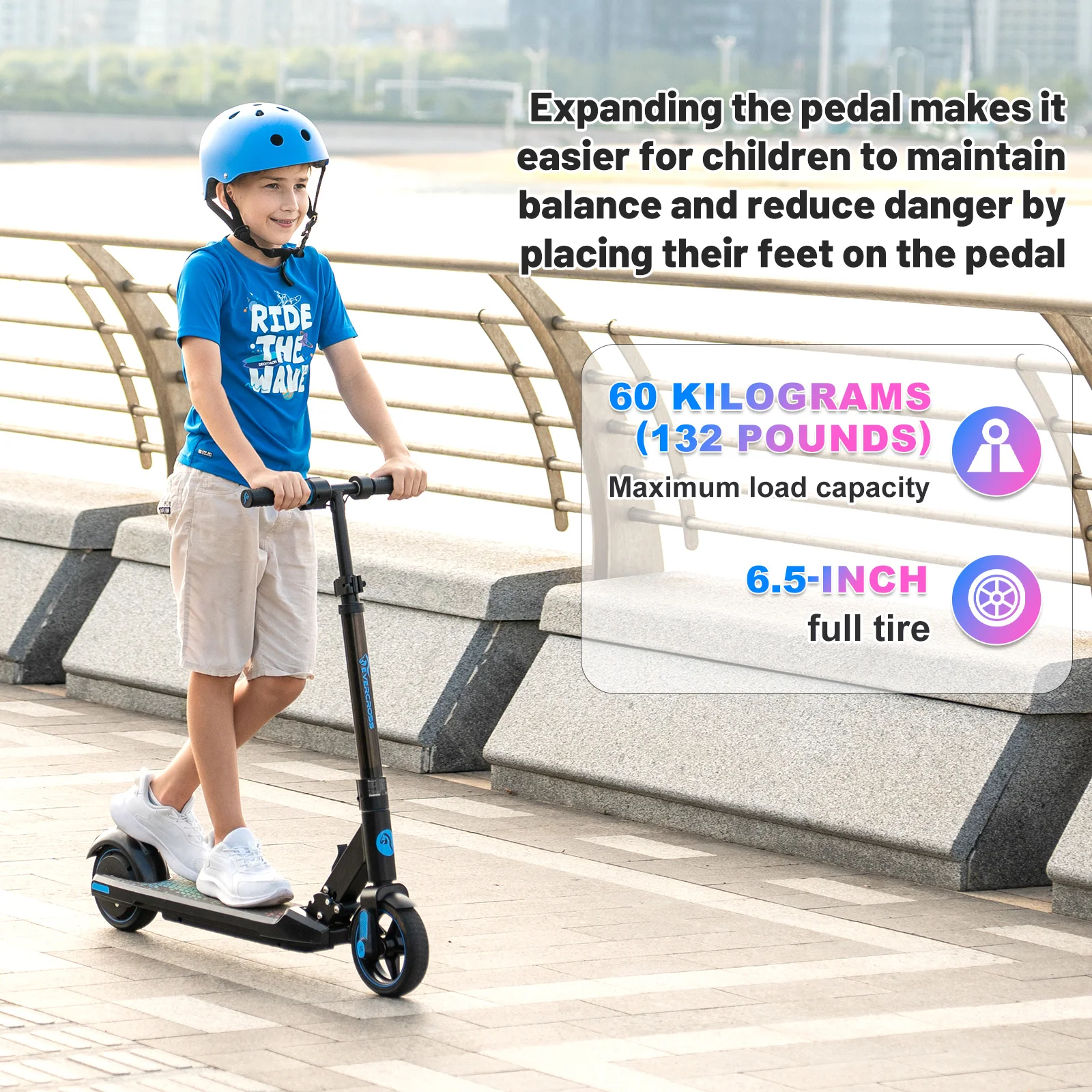 EVERCROSS TECH EV06C children's electric scooters, foldable, up to 15 KM/H, LED screen, colorful Lights