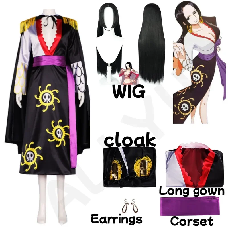 여성용 할로윈 섹시한 블랙 의상, 계단식 핸콕 코스프레 코스튬, 밴시 애니메이션 기모노 원피스, 성인용 할로윈 코스튬