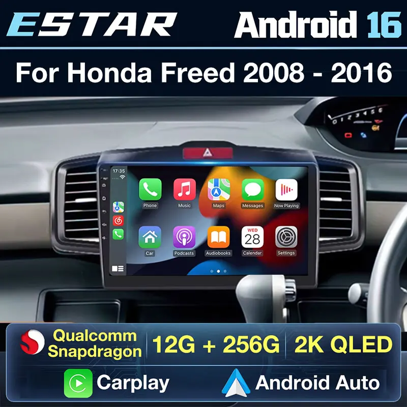 Android 16 wifi+5G Carplay AUTO BT Car Radio For Honda Freed 1 Spike 2008-2016 Navigation GPS Video Player Stereo Multimedia RDS