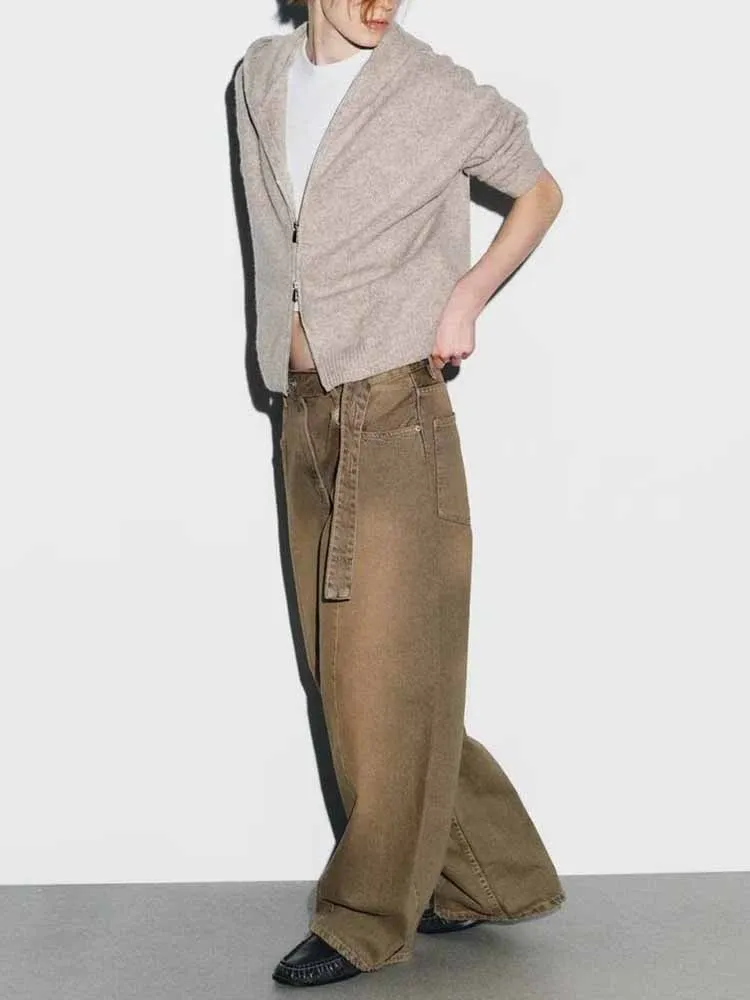 ملابس نسائية على الطراز الأوروبي والأمريكي، موضة جديدة، بسيطة ورجعية، متعددة الاستخدامات، فضفاضة، منخفضة الخصر. #2