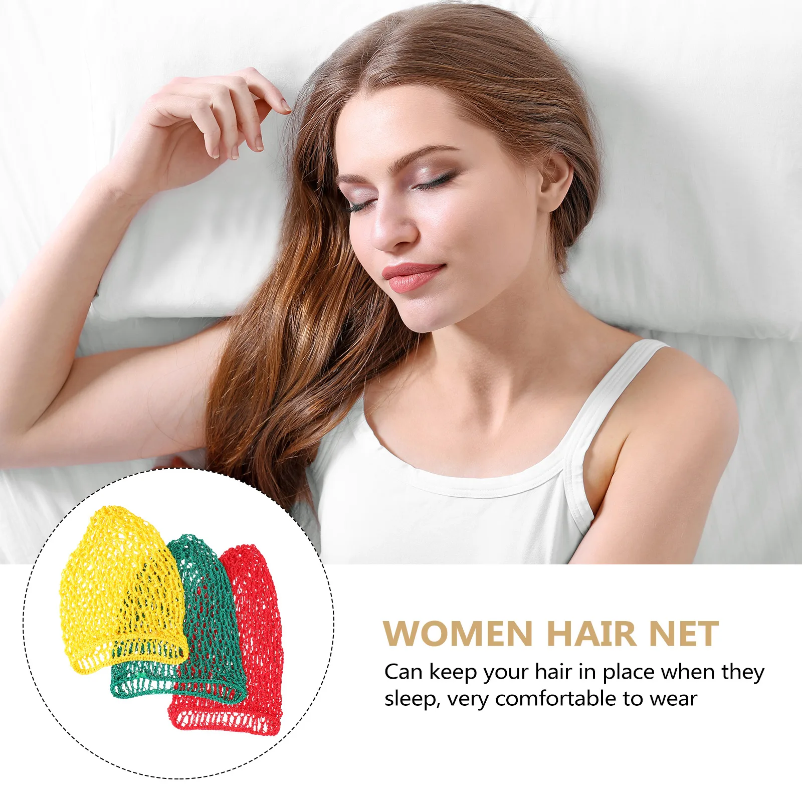 

3pcs Lady Hair Net Hats For Women Female Sleep Cap Foldable Lightweight Comfortable Hairnet Travel Use Sleep Hats Bath Cap Party