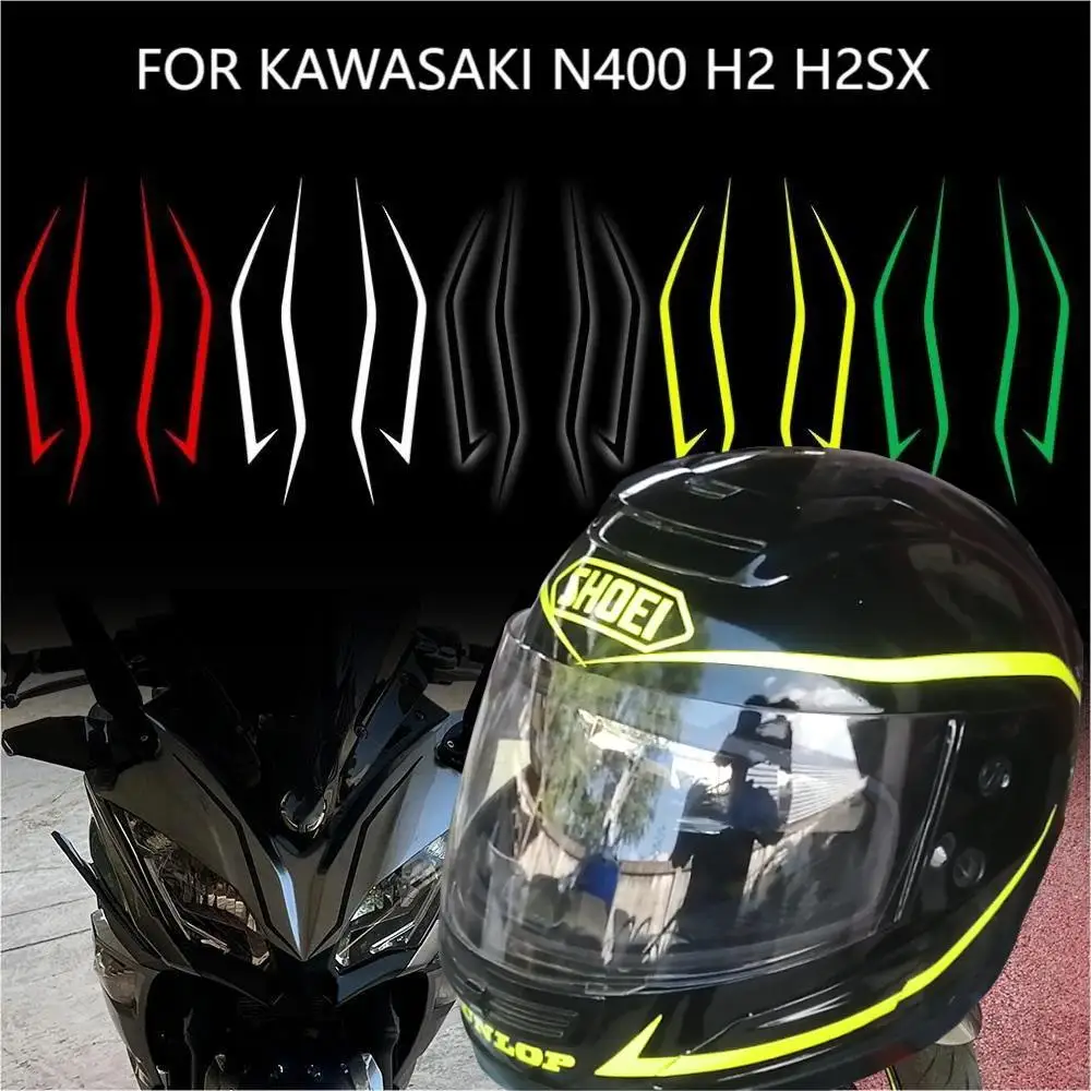 Motorcycle Helmet Reflective Stripe Stickers For Kawasaki N400 H2 H2SX Body Texture Waterproof Front End Decal