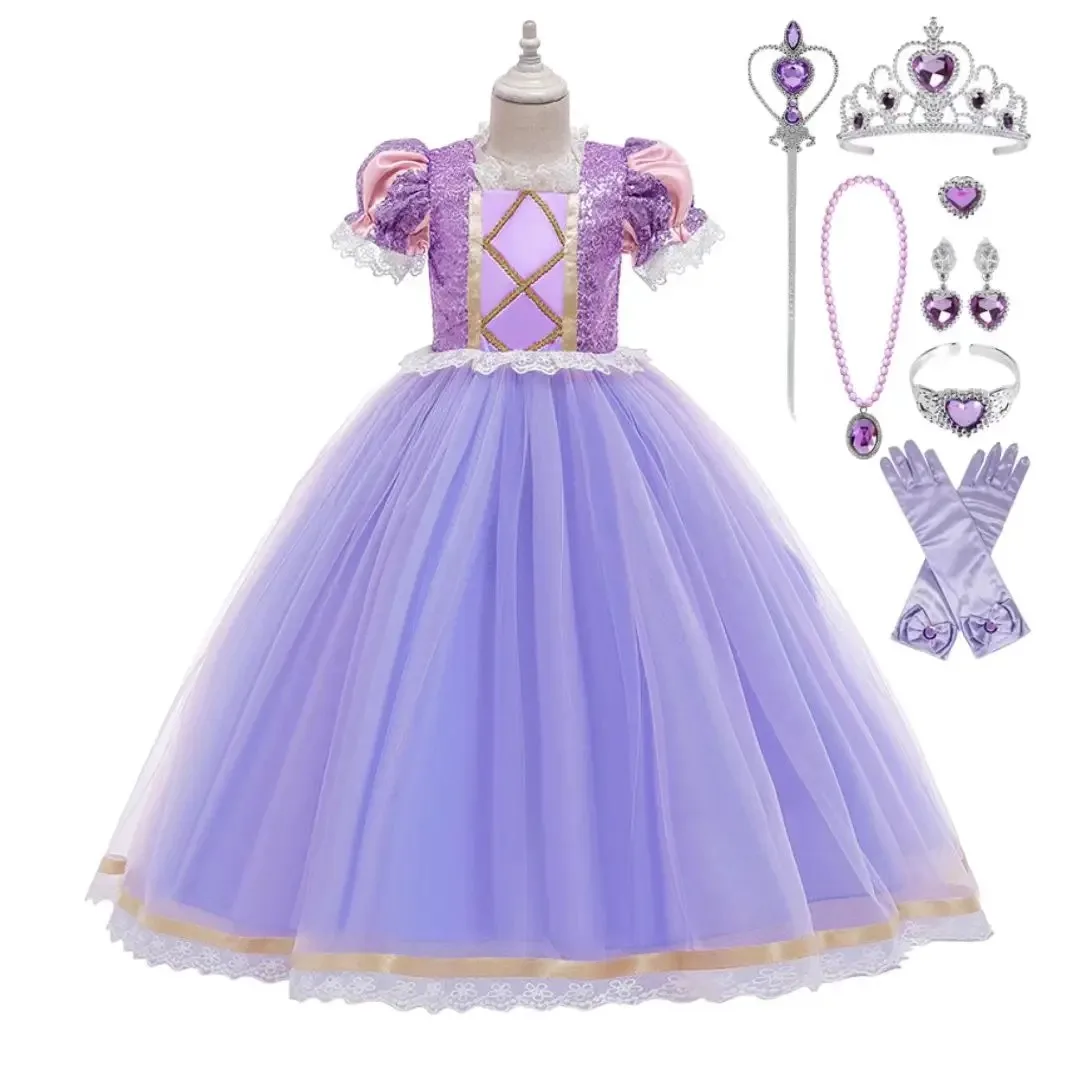 Luxury Purple Princess Girl DressNew Year Carnival Cosplay Costume Birthday Party Dress For Girls Halloween Carnival Ball Gown