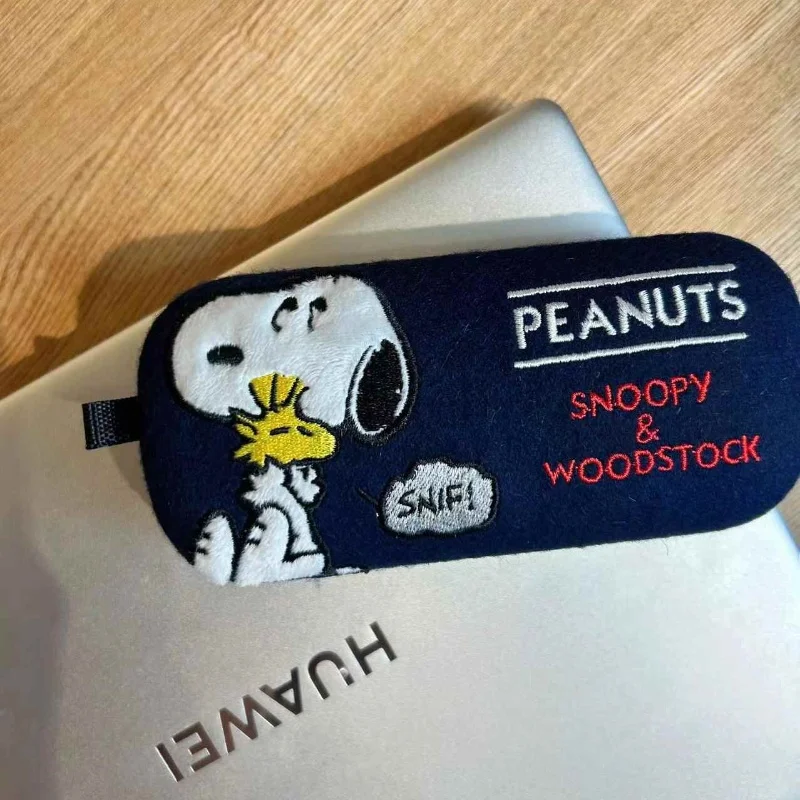 

Cute Snoopy Interacts With Pets Embroidery Glasses Box Case Cartoon Anime Eyeglass Case Portable Anti Pressure And Anti Fall