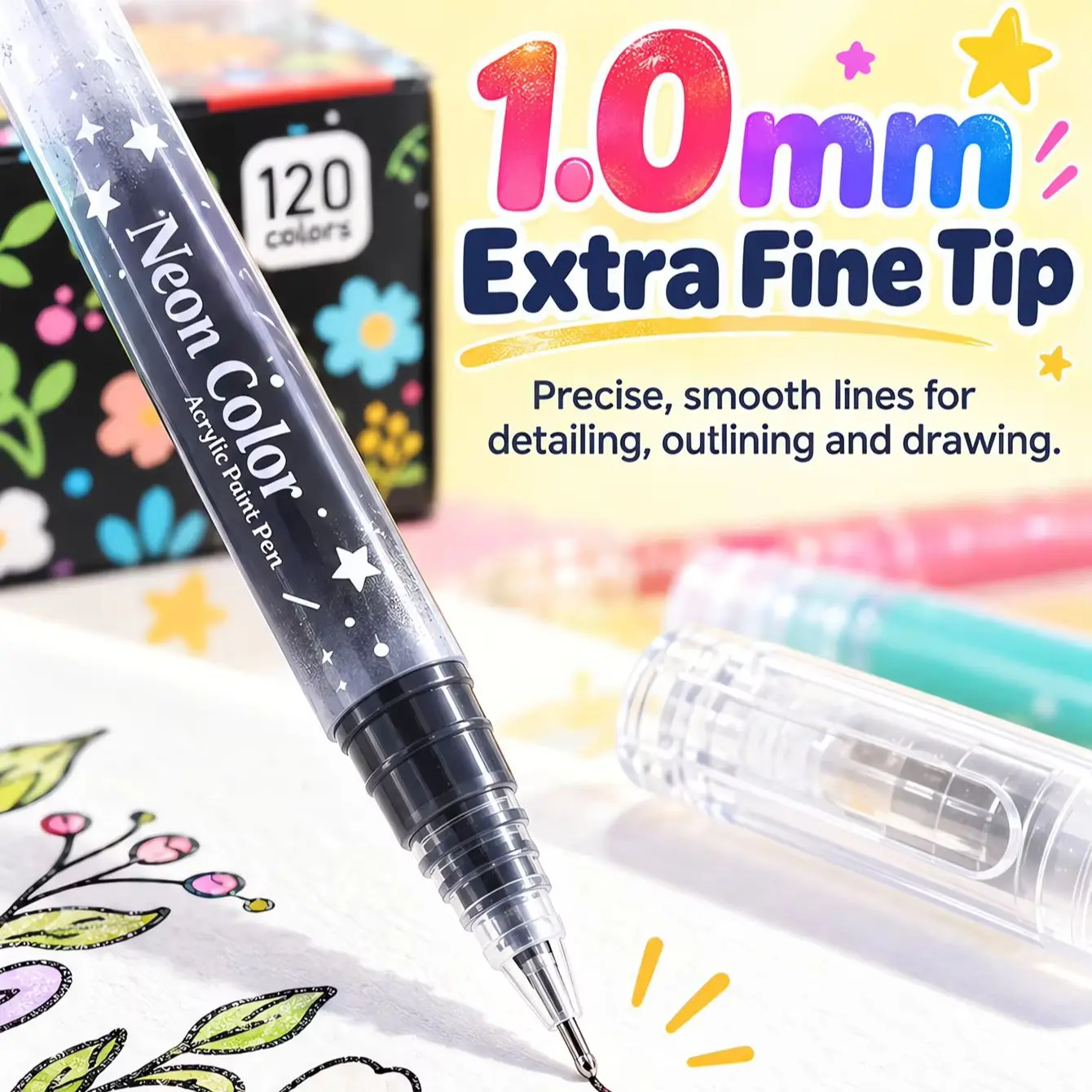 1 Piece of 120-Color High-Quality Glitter Special Effect Journaling Pen, Art Student Drawing Glitter Pen, Gel Pen, Water-Based Pen, DIY Journaling Drawing and Doodling Pen, Large Capacity Colored Pen, Marker Pen, Marking Pen