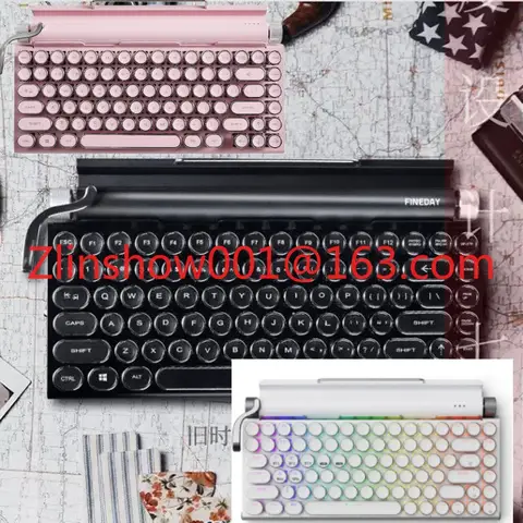Retro typewriter steampunk wireless bluetooth dual mode mechanical keyboard computer tablet model room theme keyboard