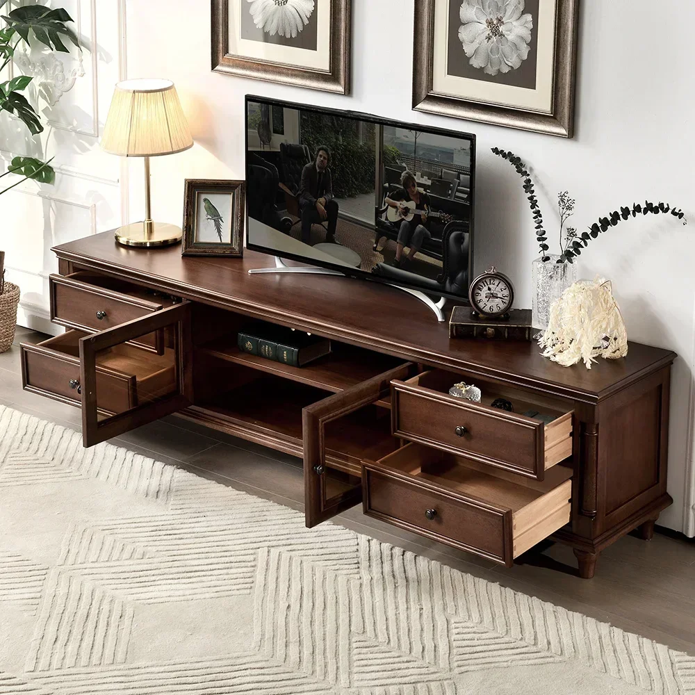 

Solid wood TV cabinet coffee table combination furniture 2.2 meters rural TV cabinet