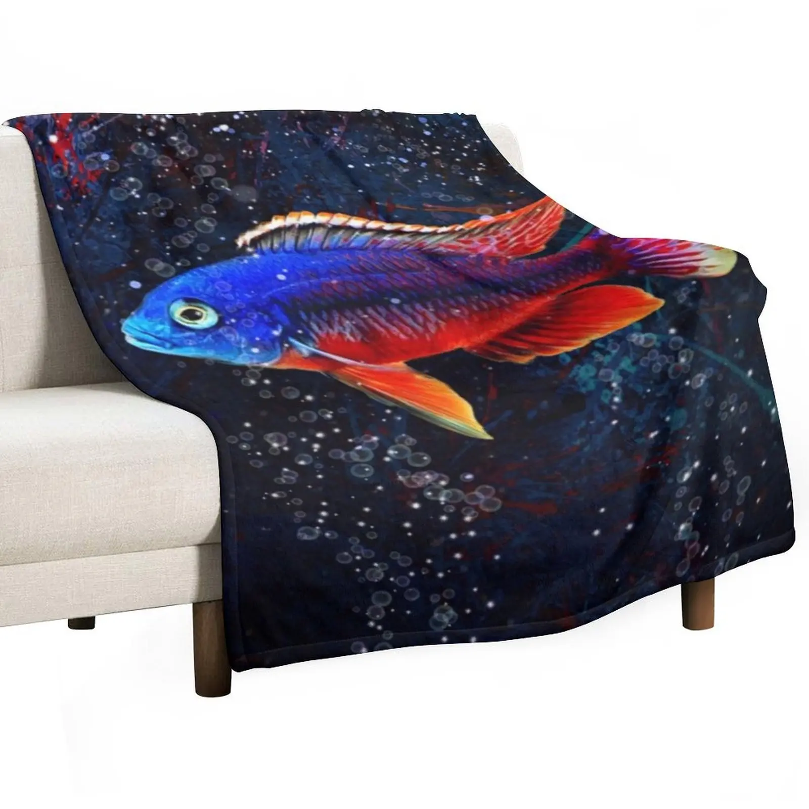 Red Empress African Cichlid Throw Blanket Shaggy Thins Nap Bed Blankets