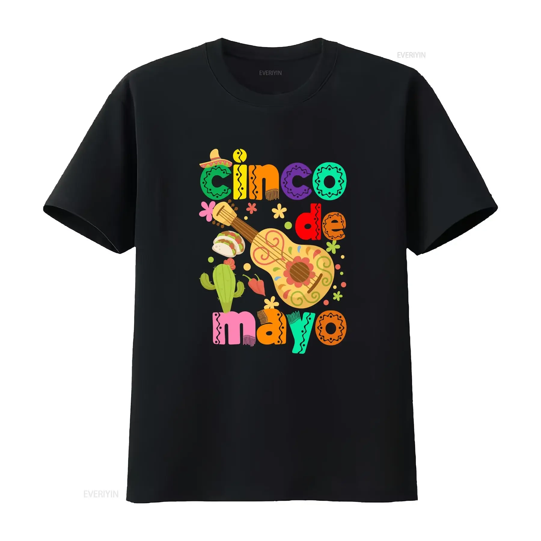 

Cinco De Mayo Colorful Letters T Shirt Mexican Festival Party Fiesta Squad Trendy Margarita Drinking vintage Washed Unisex