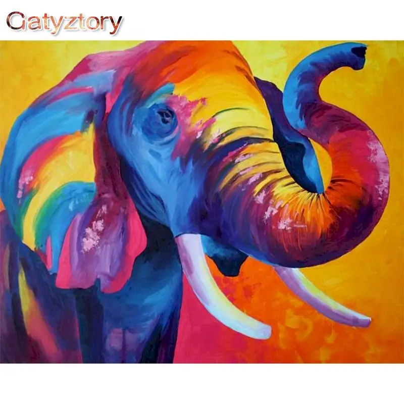 

GATYZTORY 60x75cm Paint By Numbers Colorful Animals DIY Oil Painting By Numbers On Canvas Frame Number Painting Home Decor