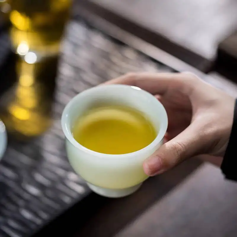 

He Bailong Kiln Ice Jade Porcelain Home High Temperature Glaze Fired Ceramic Master Cup Kung Fu Tea Set Gift