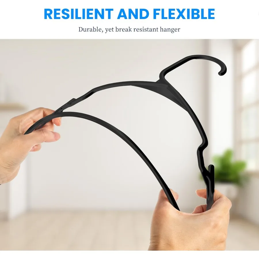 30 sztuk czarnych plastikowych wieszaków, oszczędzających miejsce, wytrzymałych i lekkich, do płaszczy, sukienek, koszul, spodni