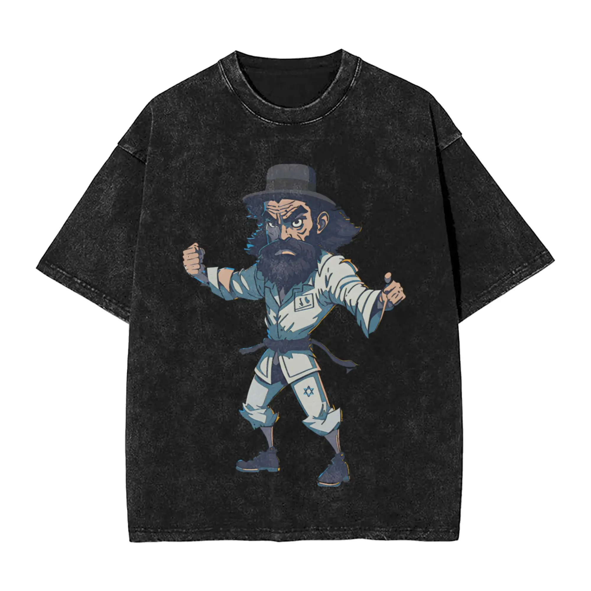 Vintage J-Jew J-Jitsu  T-Shirts for Men Round Collar Cotton Washed T Shirts  Short Sleeve Tee Shirt Unique Clothes