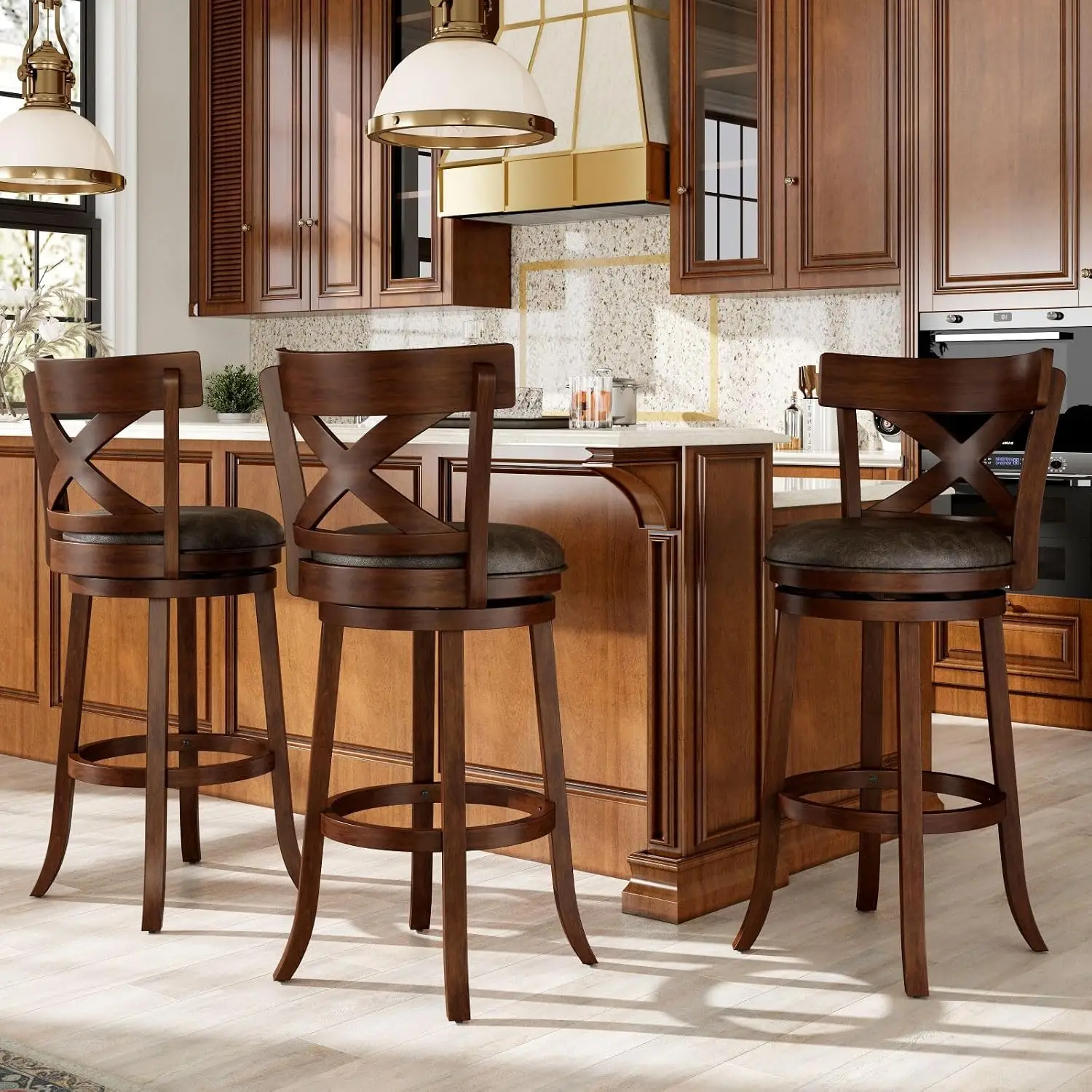 30 Inch Swivel Bar Stools Set of 3, Bar Height Barstools, Customized