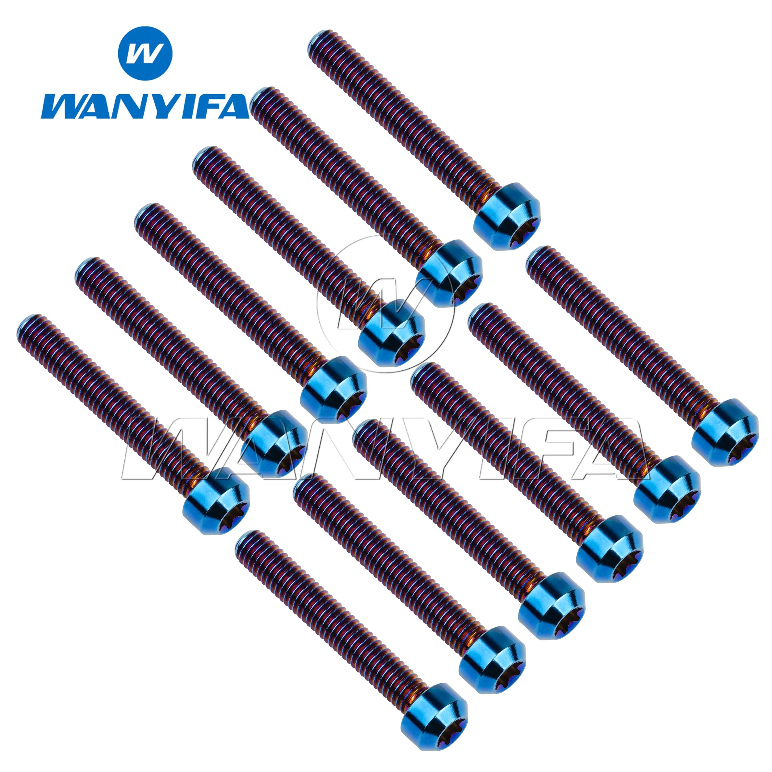 Wanyifa Titanium Ti Bolts M5/M6x10- 80mm Torx Head Screws for Bicycle Motorcycle refit fasteners 12PCS