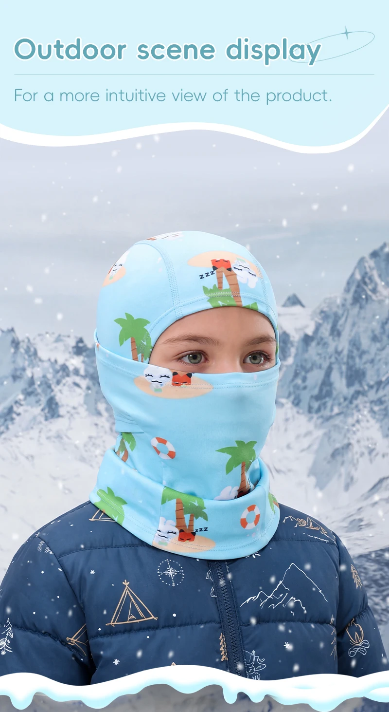 WEST BIKING Jungen Thermo-Balaclava Niedliche Cartoon-Gesichtsmaske Mädchen Winddichter Fleece-Nackenwärmer für Skifahren Radfahren Helmmütze – Detail 12