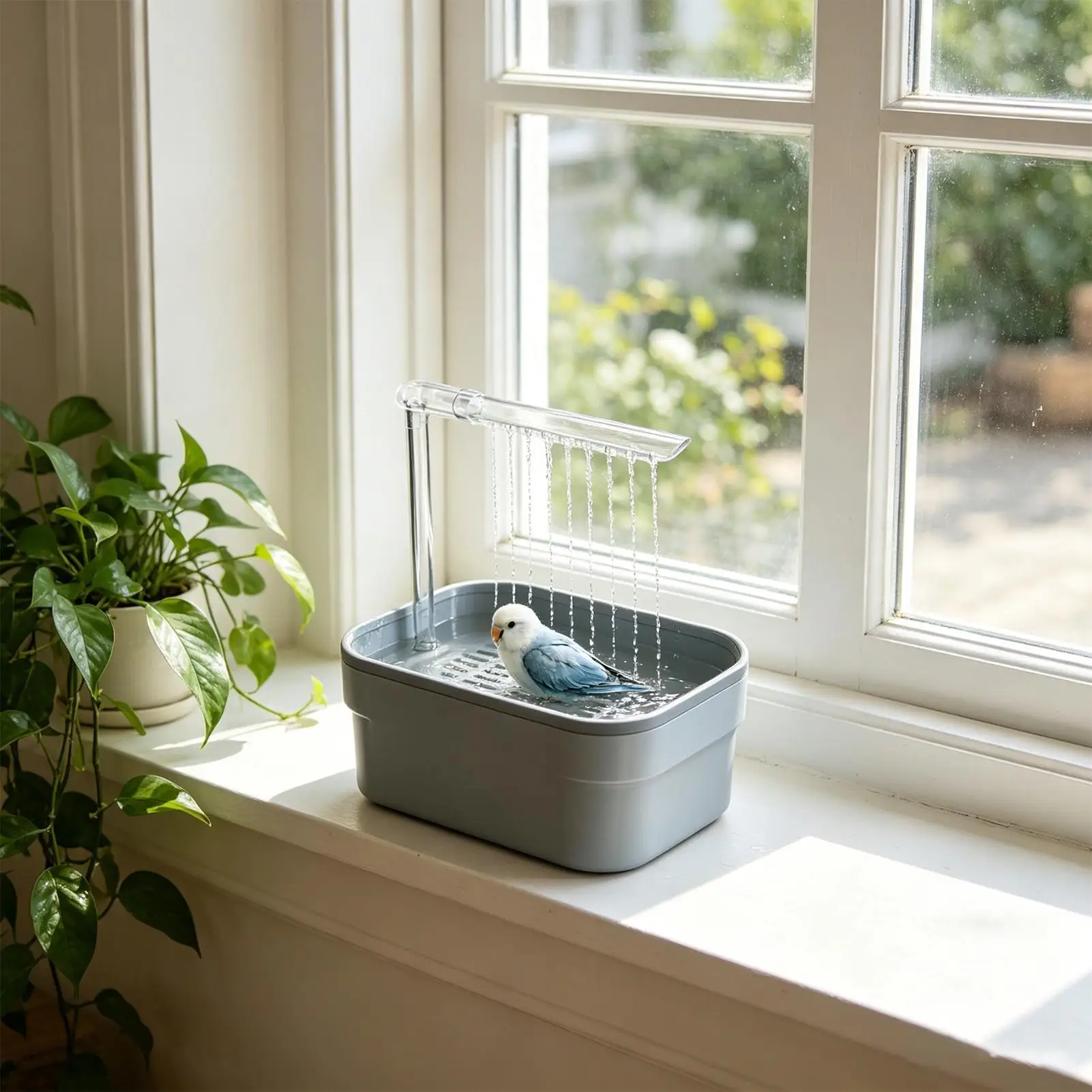 Bird Shower Automatic Plug In Splash-Proof Water Bowl Bird Shower Bath For Outdoor Garden Outdoors Outside Backyard Deck Patio view 2