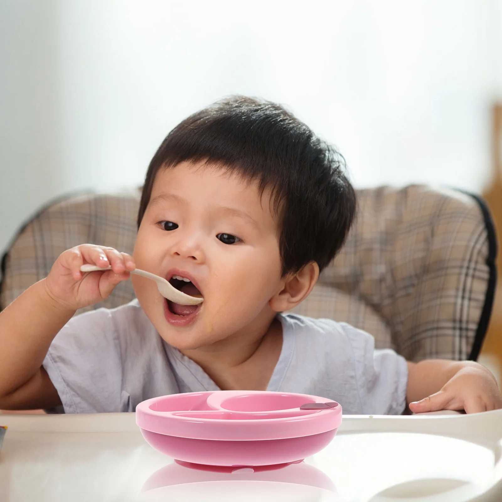 

1pc Baby Suction Bowl Divided Insulation Food Container For Infant Feeding Silicone Base Non-Slip Dishwasher Safe