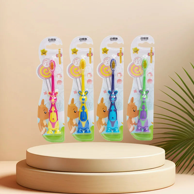 

12Cartoon Kangaroo Children's Toothbrush Baby3-12Age Child Student Care Gum Home Soft-Bristle Toothbrush