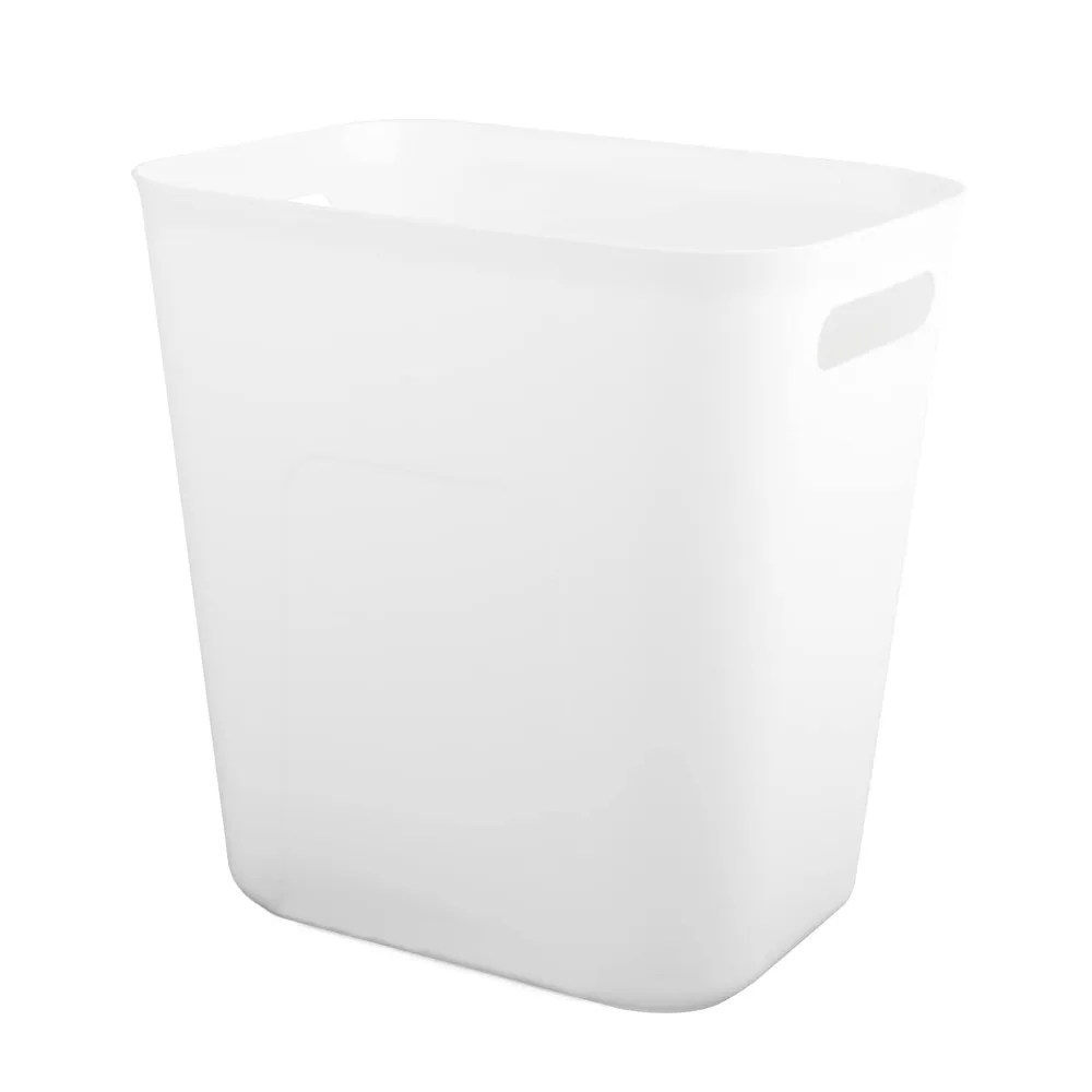 

Plastic Small Trash Can Wastebasket, Garbage Container Basket for Bathrooms, Laundry Room, Kitchens, Offices, Kids Rooms, Dorms, 3.5 Gallon, White