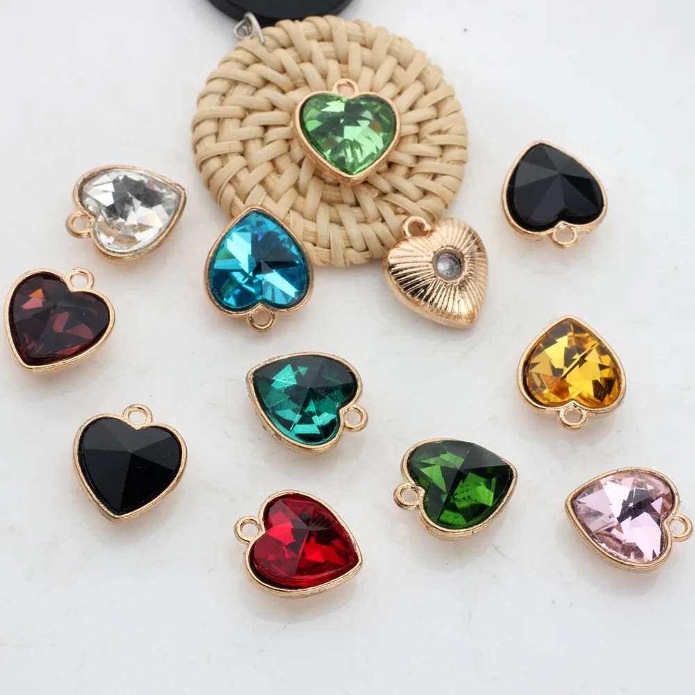 

Trendy New 70pcs 13*15mm Crystal Rhinestone Metal Alloy Love Heart Charms Fit Necklace Earring Ornament Accessories Material