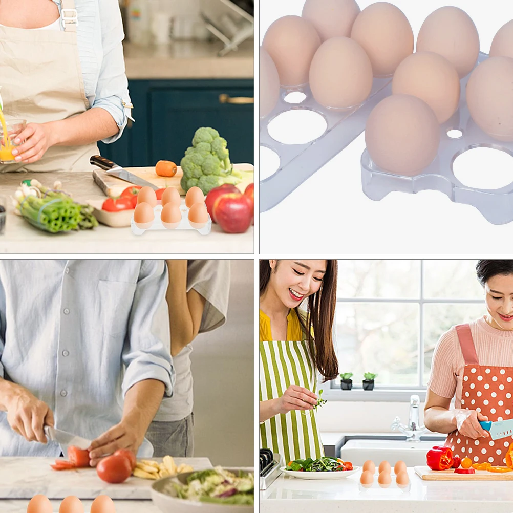 

2 Pcs Fridge Egg Rack Storage Containers Holder Pocket Camping Transparent Organizer Keeper for Refrigerator Travel