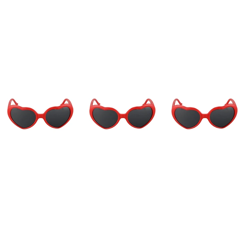 

6X Fashion Cute Retro Love Heart Shape Lolita Sunglasses Fancy Dress Party HOT - Red