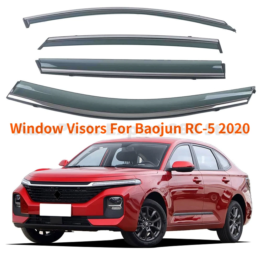 For Baojun RC-5 2020, Window Visors with Stainless Steel Bright Window Weather Block, Thickened Window Eyebrows