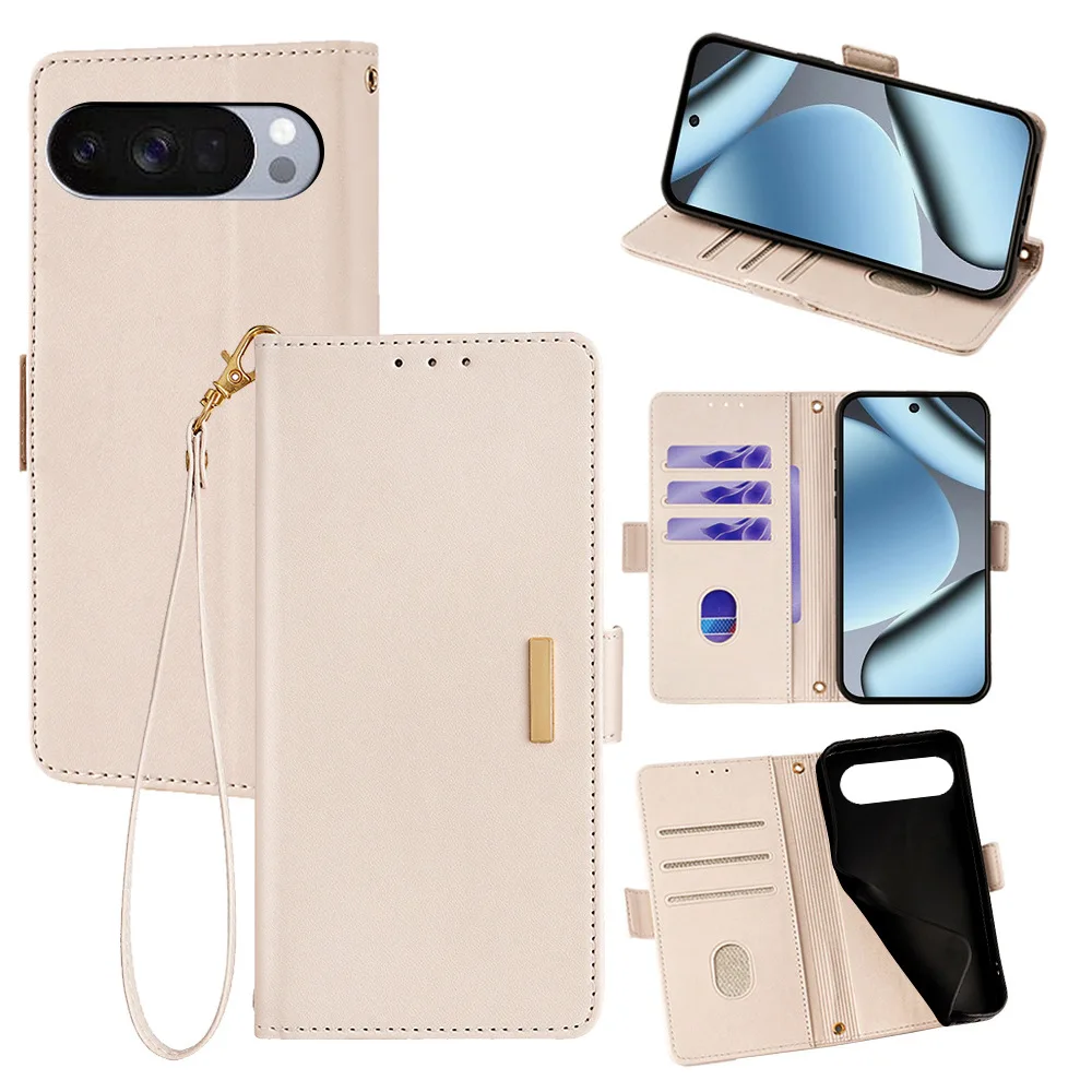 

Solid Color Leather Magnetic Flip Cover for Google Pixel 9 10 Pro XL/6 7 8 Pro/9A 8A 7A 6A with Built-in Wallet Card Slots