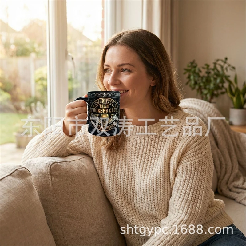 

Кофейная кружка в готическом стиле с изображением черепа, 14 унций, для дома, стола, декора, подарок на Хэллоуин или день рождения для взрослых и подростков