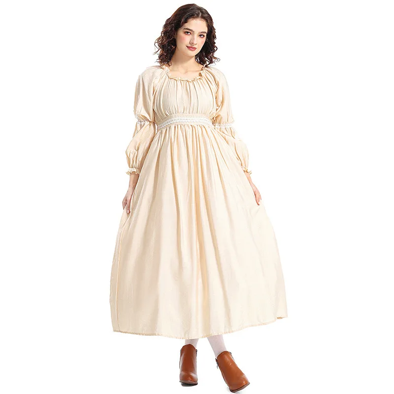 2026 Neues Lolita Damen Mittelalterliches Ländliches Blumenkleid Karneval Party Cosplay Kostüm mit Schürze Halloween Dorfmädchenkleider