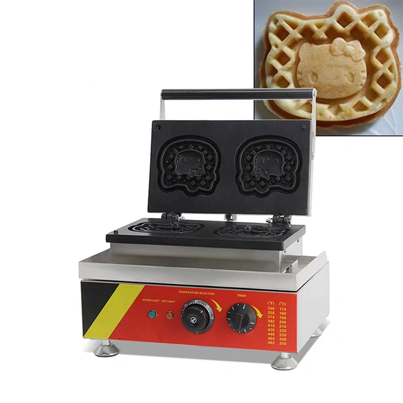 

Commercial electric 2pcs kitty cat Shaped Waffle maker Cartoon waffle mould cat cute waffle machine Taiyaki Maker