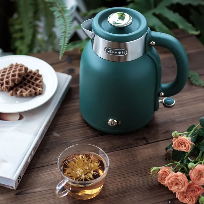 고속 가열 전기 주전자, 1.5L 스테인레스 스틸, 건강 티팟, 홈 오피스 커피 포트, 자동 전원 끄기, 체중계 방지 디펜서, 1500W