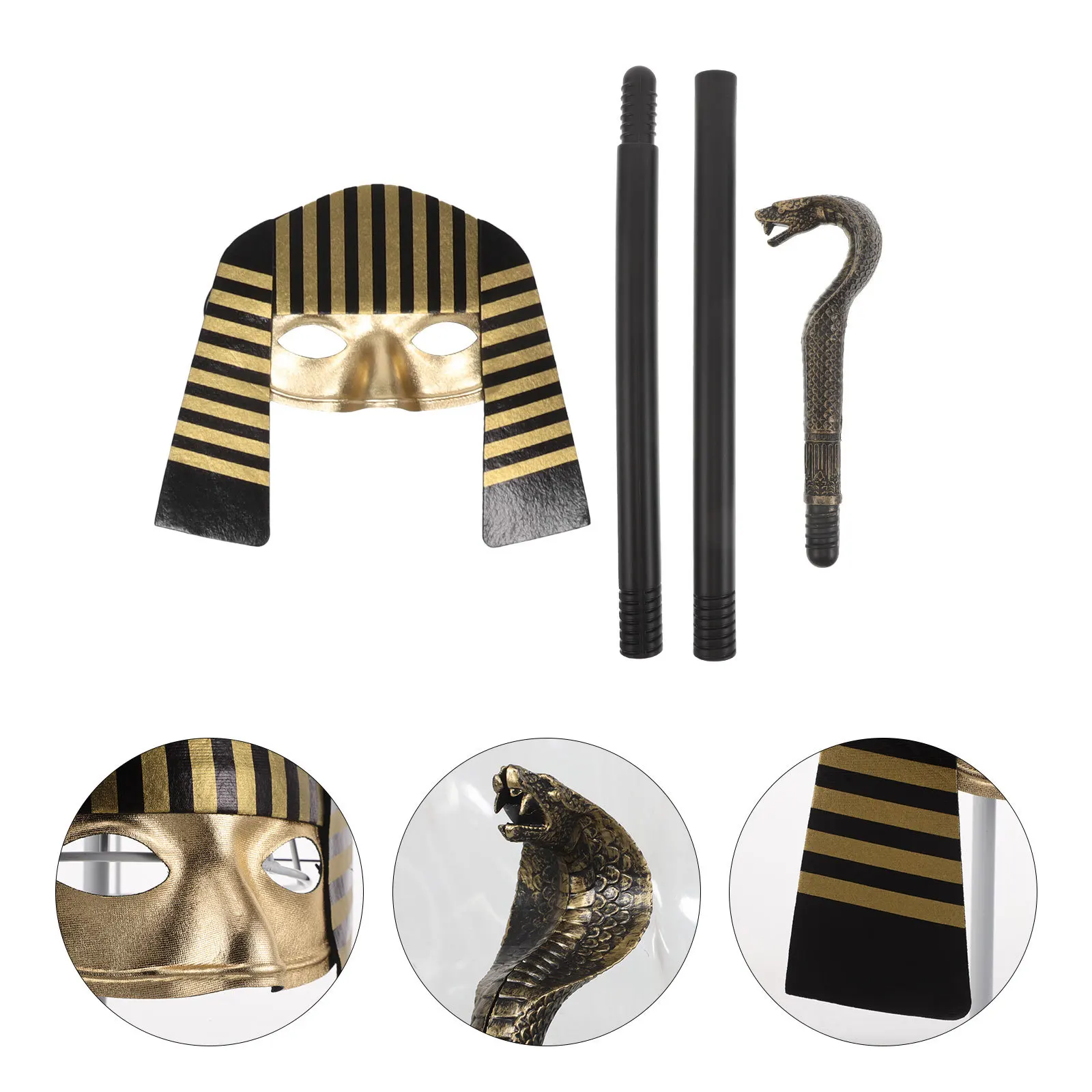 

1 Set Egyptian Costume Accessories For Kids Children'S Egyptian Mask Staff Favor Halloween Mardi Gras Cosplay