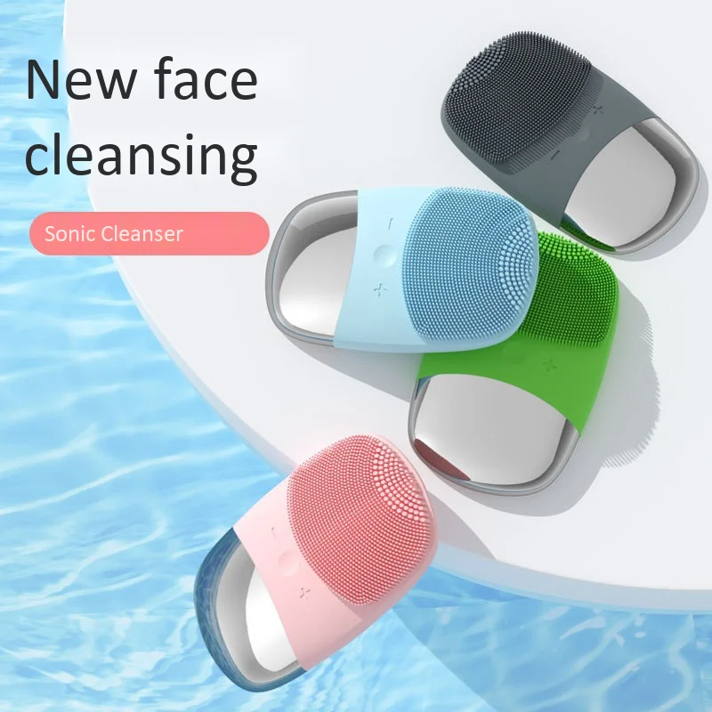 Electric Silicone Facial Cleansing Brush Sonic Vibration Face Washing Deep Pore Cleaning Device Skin Massager IPX7 Waterproof