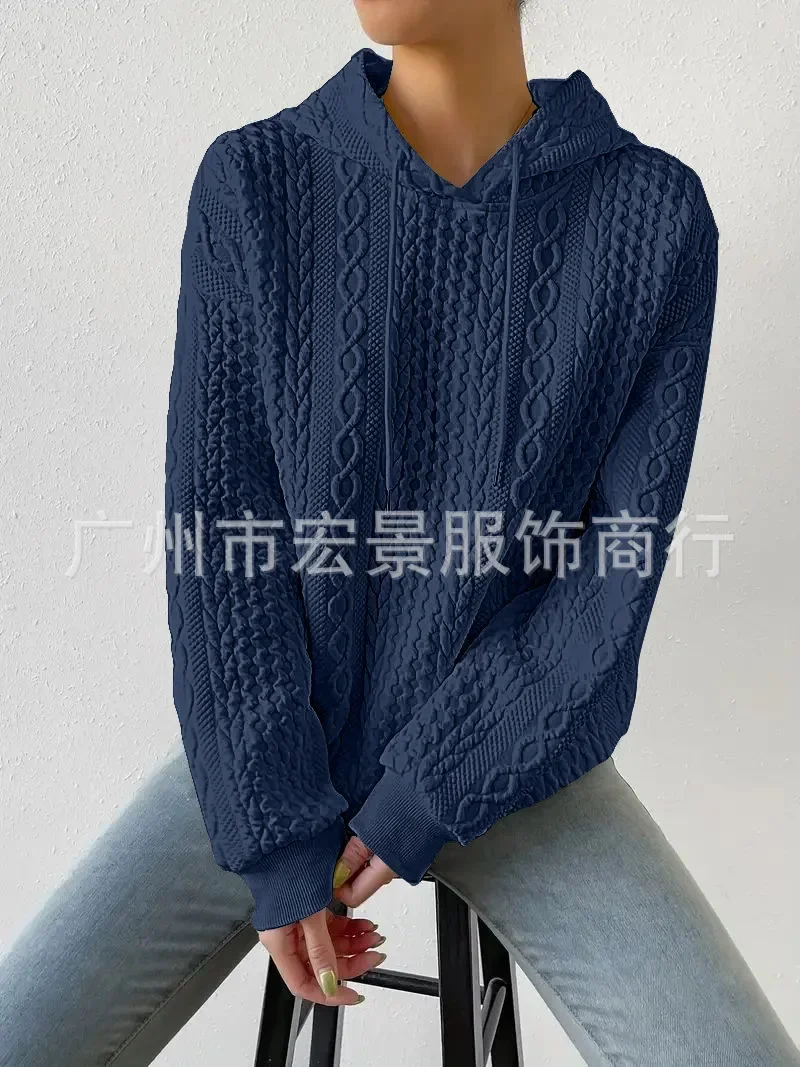 Casual Long Sleeve Hoodies Sweater Office Lady Autumn Winter Fashion Elegant Solid Knitted Sweatershirt for Women 2023 Female