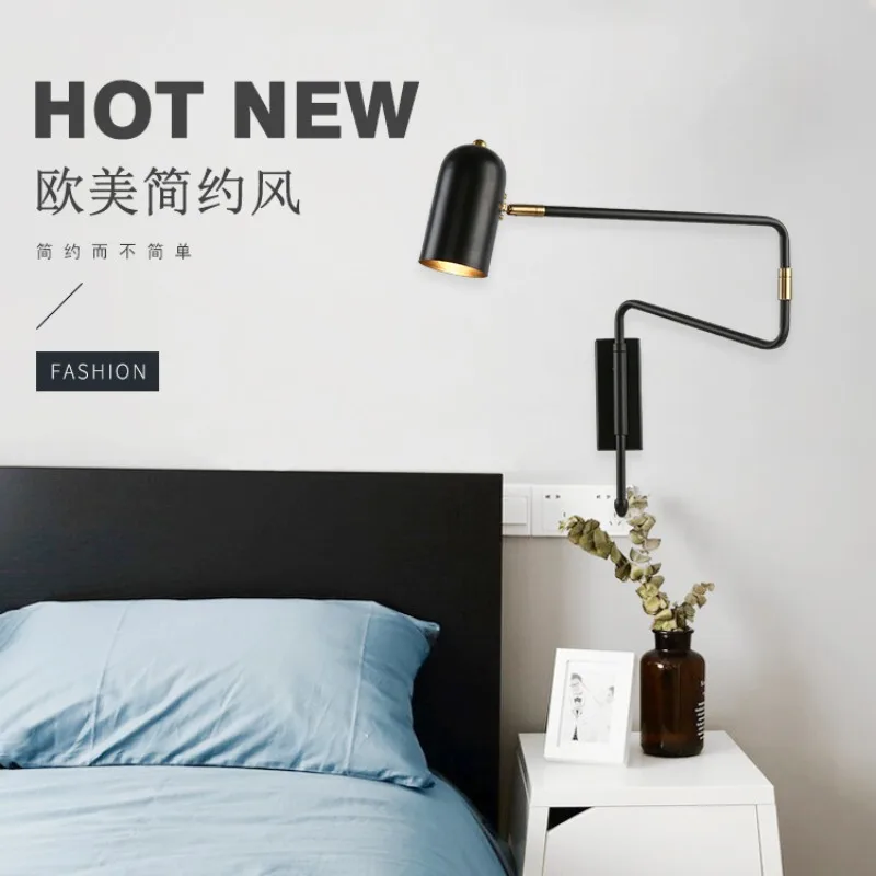 Modern Simple Wall Lamp Bedside Bedroom Study Homestay Wall Lights Extendable Creative Multifunctional Home Decoration Sconces