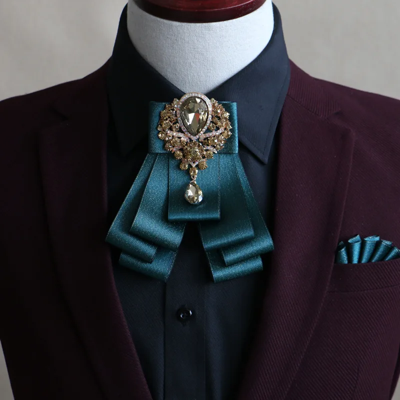 Pajarita de diamantes de imitación dorados para hombres y mujeres, accesorios de boda, joyería para hombres y mujeres, trajes coreanos británicos,