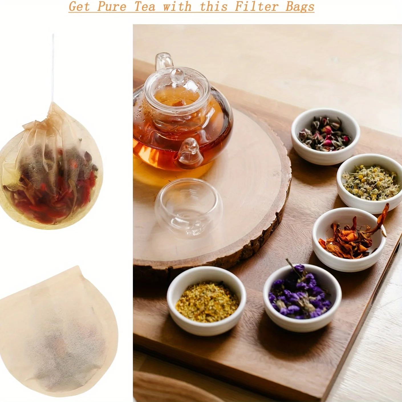 100pcs Unbleached Tea Filter Bags, for Loose Leaf Tea Coffee Bath Spices & Soup Infusions, Kitchen Tea Making Accessories