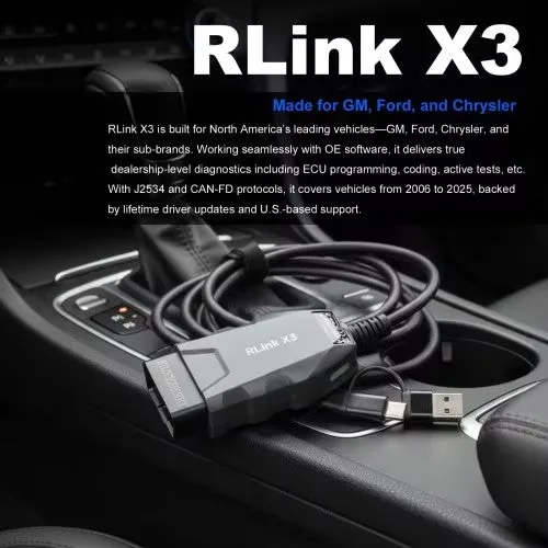 Best TOPDON RLink X3 J2534 Vehicle Pass-thru Programmer, OEM OBD2 Diagnostic Tool for GM, Ford & Chrysler CAN FD Support