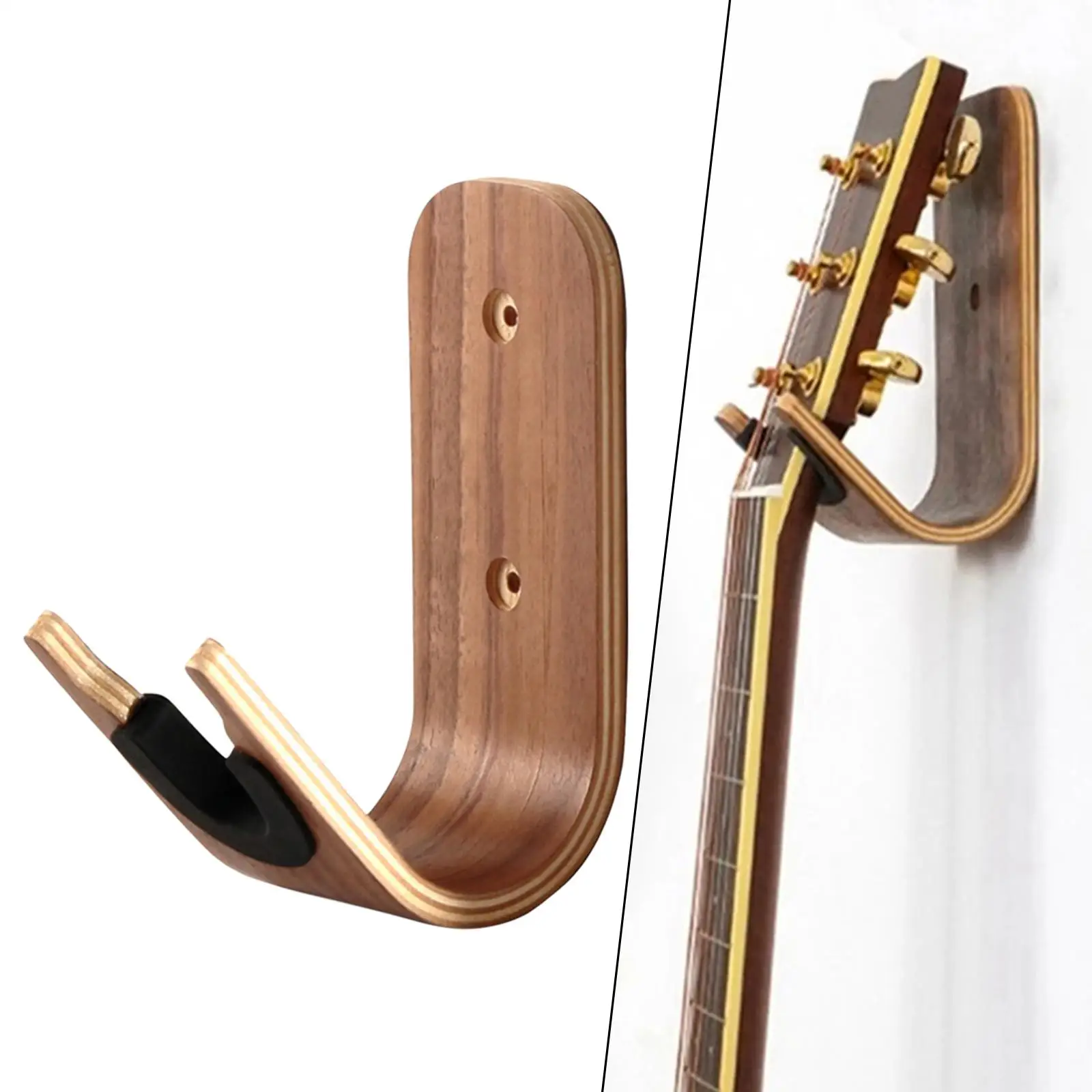 Wood Wall Mounted Hanger Hook Musical Instruments Stand No Punching