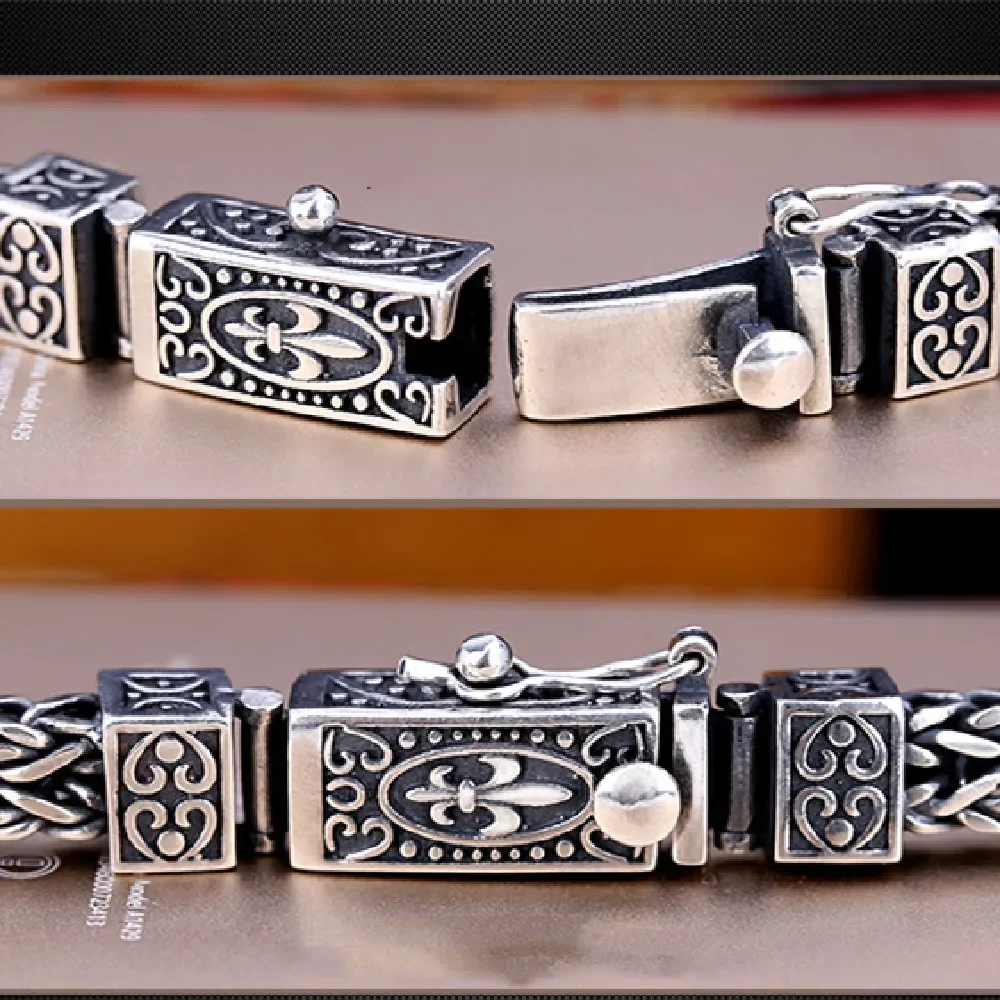 Braccialetti con ciondoli in argento Sterling S925 2023 popolare Totem retrò a doppia fila di gioielli con amuleto in puro argento con catena intrecciata per bracciale da uomo