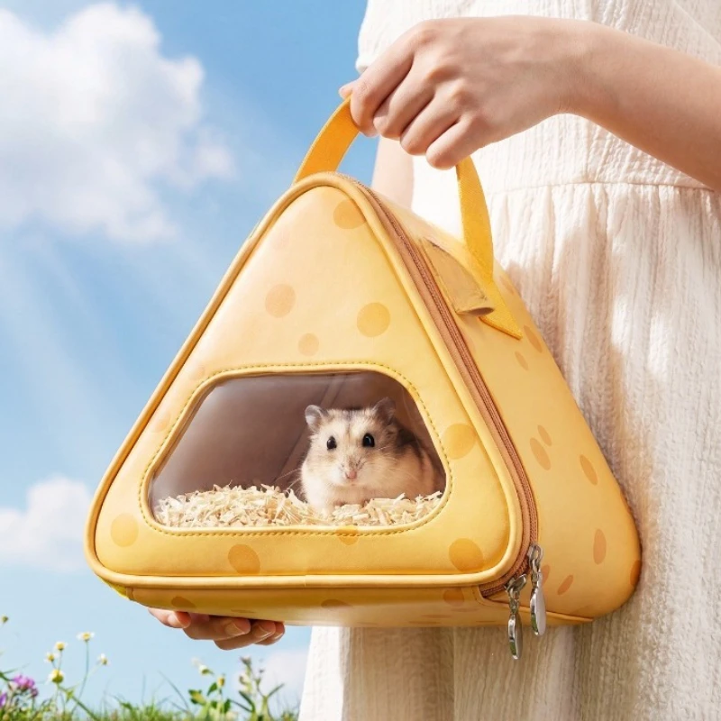 Hamster Outdoors Carrying Bag Breathable Handheld Hamsters Bags Bottom Waterproofing Small Pet Handbag with Viewing Window