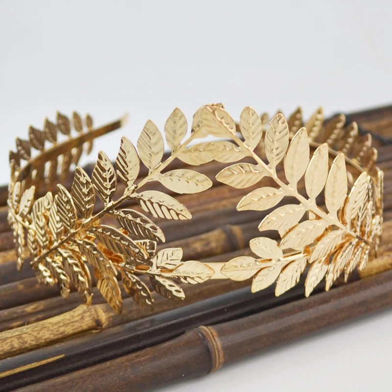 Vintage Gold Leaf Tiara Crown Bridal Headpiece Head Jewelry Women Hairband Bridal Wedding Hair Jewelry Queen Party Accessories image 2